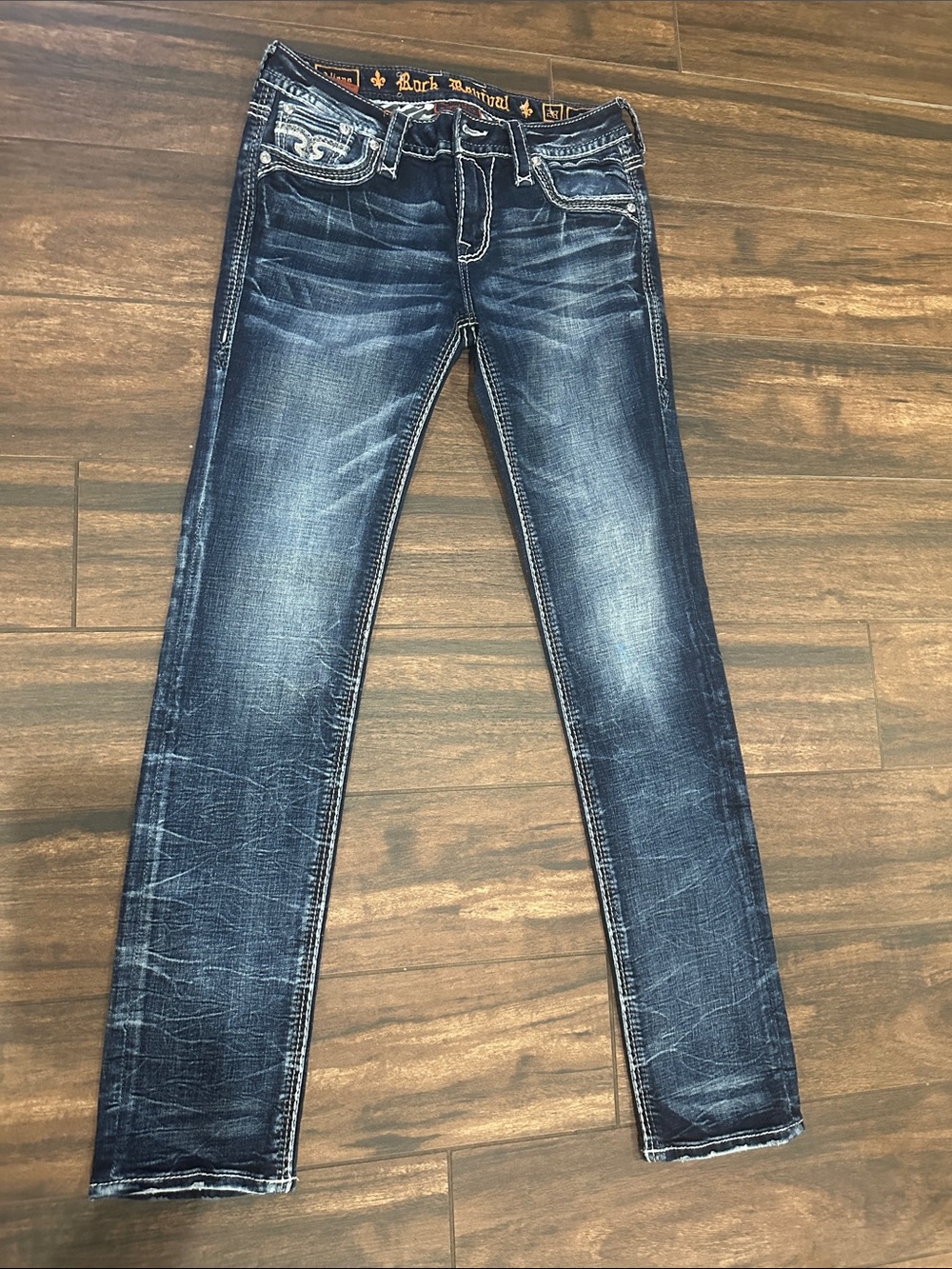 Rock Revival Women Straight Leg Jeans in Dark Blue Wash
